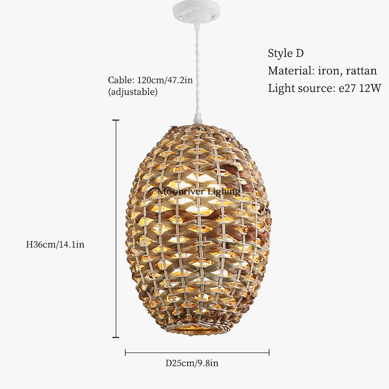 suspension en rotin style wabi sabi pour décoration moderne