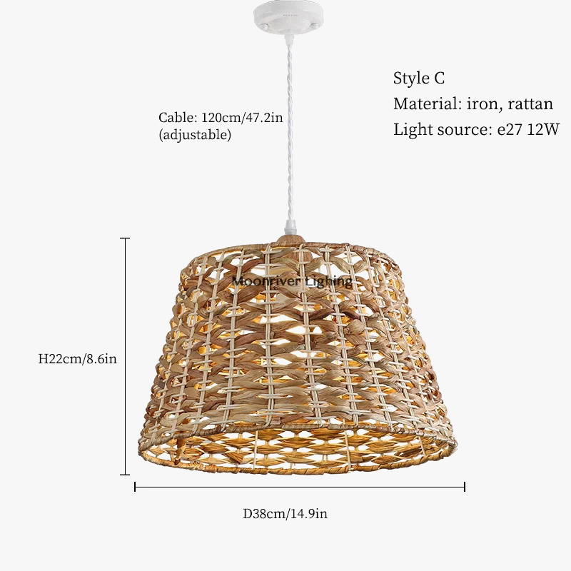 suspension en rotin style wabi sabi pour décoration moderne