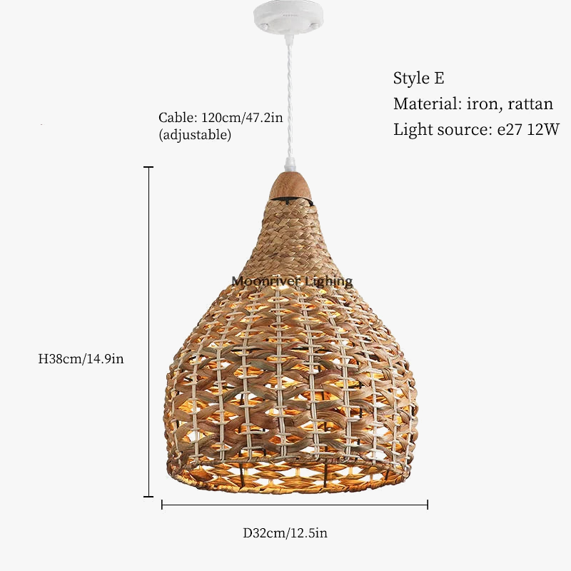 suspension en rotin style wabi sabi pour décoration moderne