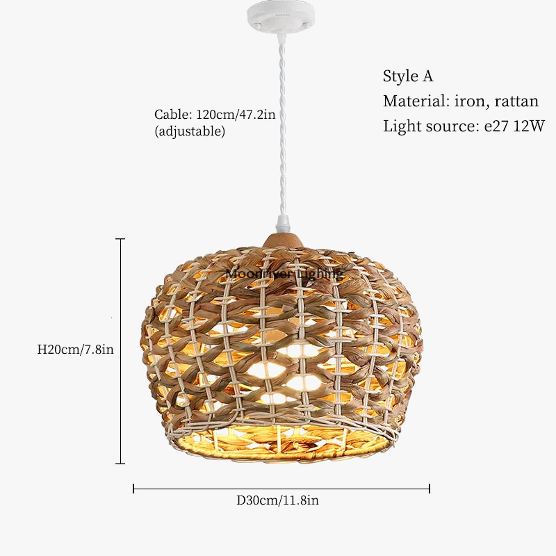suspension en rotin style wabi sabi pour décoration moderne