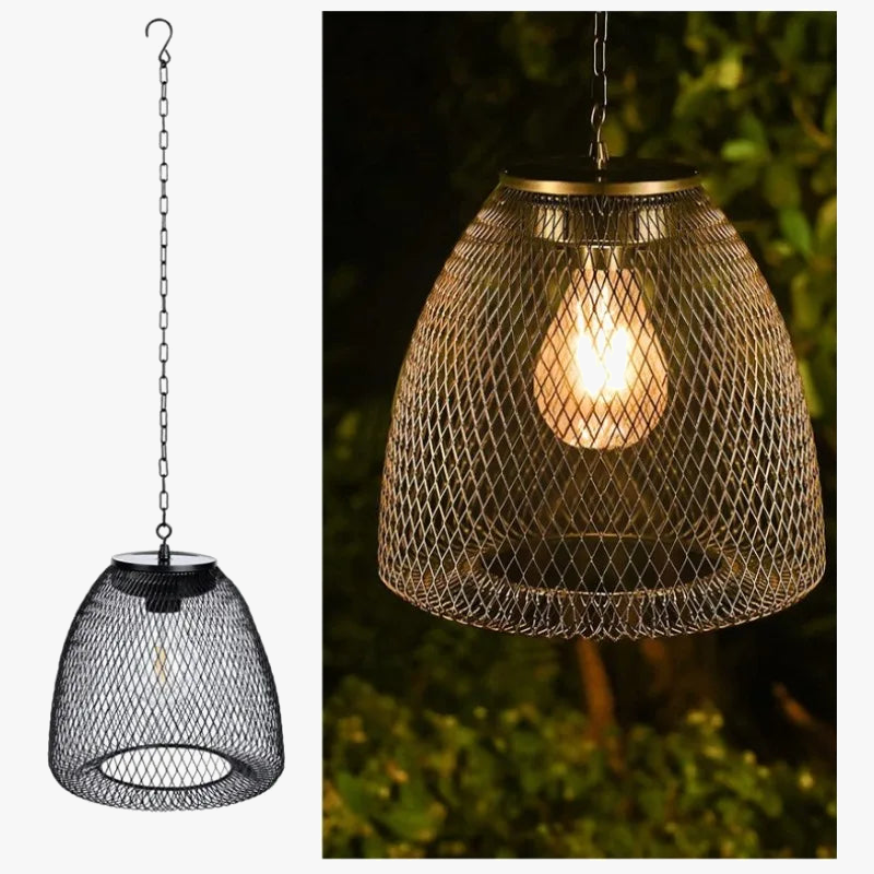 suspension en rotin tissé lampe solaire décorative pour extérieur