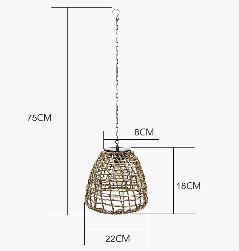 suspension en rotin tissé lampe solaire décorative pour extérieur