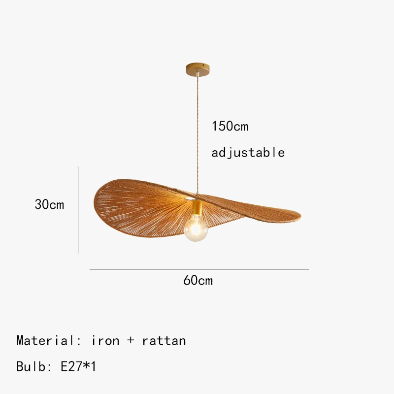suspension en rotin tissé style asiatique pour éclairage intérieur