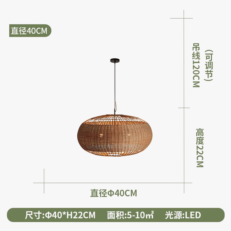 suspension en rotin tissé style wabi sabi pour décoration intérieure