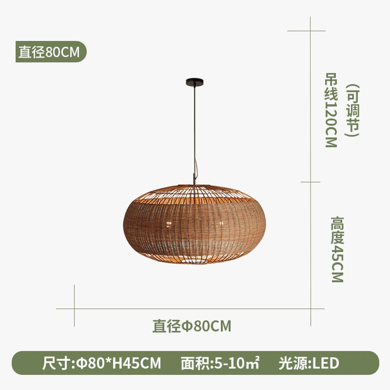 suspension en rotin tissé style wabi sabi pour décoration intérieure