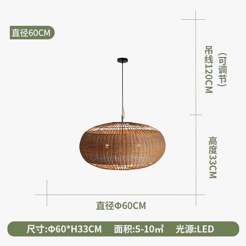suspension en rotin tissé style wabi sabi pour décoration intérieure