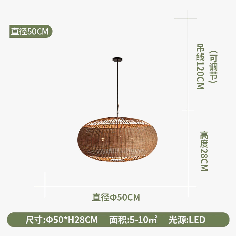 suspension en rotin tissé style wabi sabi pour décoration intérieure