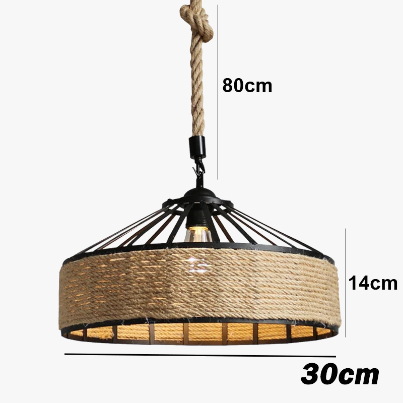 suspension en sisal vintage avec éclairage créatif et tissage élégant