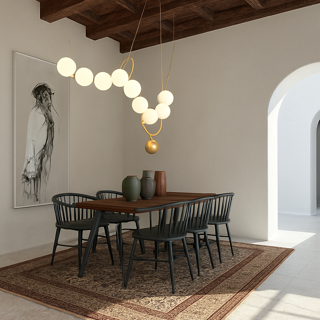 suspension en verre blanc en forme de haricot magique pour intérieur élégant