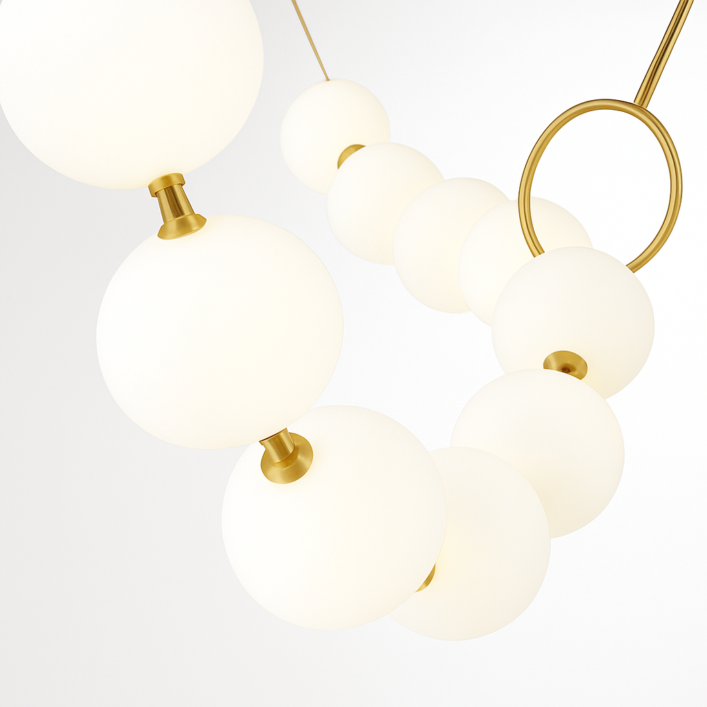 suspension en verre blanc en forme de haricot magique pour intérieur élégant