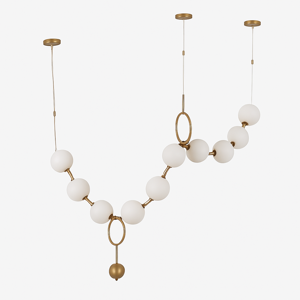 suspension en verre blanc en forme de haricot magique pour intérieur élégant
