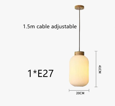 Suspension en verre blanc lampe suspendue de simplicité japonaise pour salon chambre salle à manger Loft lampe suspendue en bois