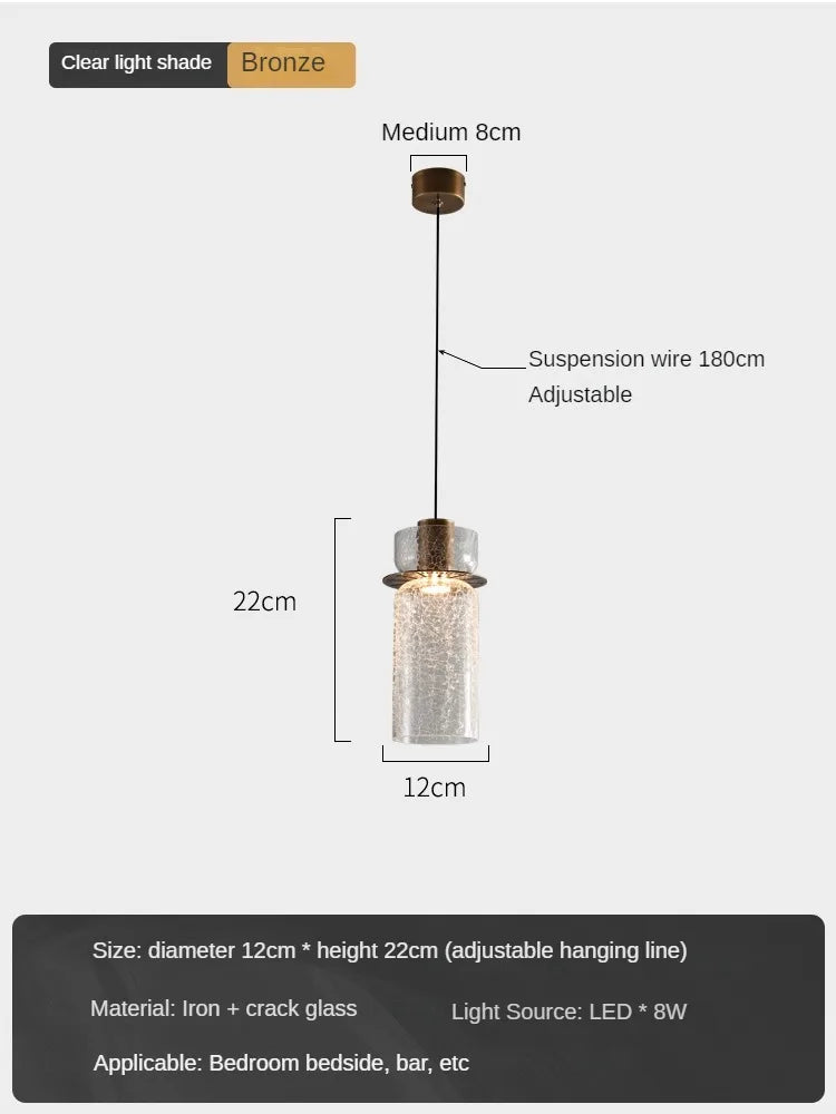 suspension en verre craquelé style américain rétro pour intérieur