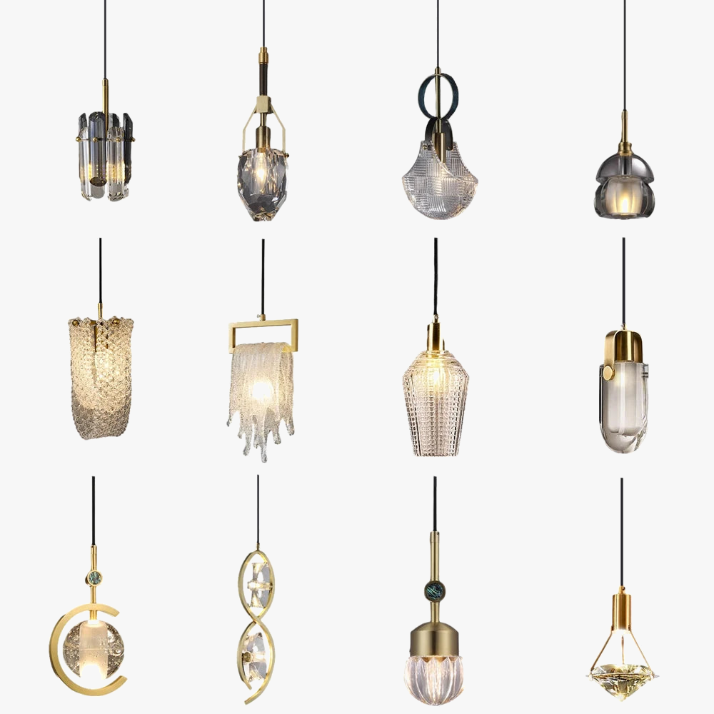 suspension en verre cristal art déco avec éclairage led