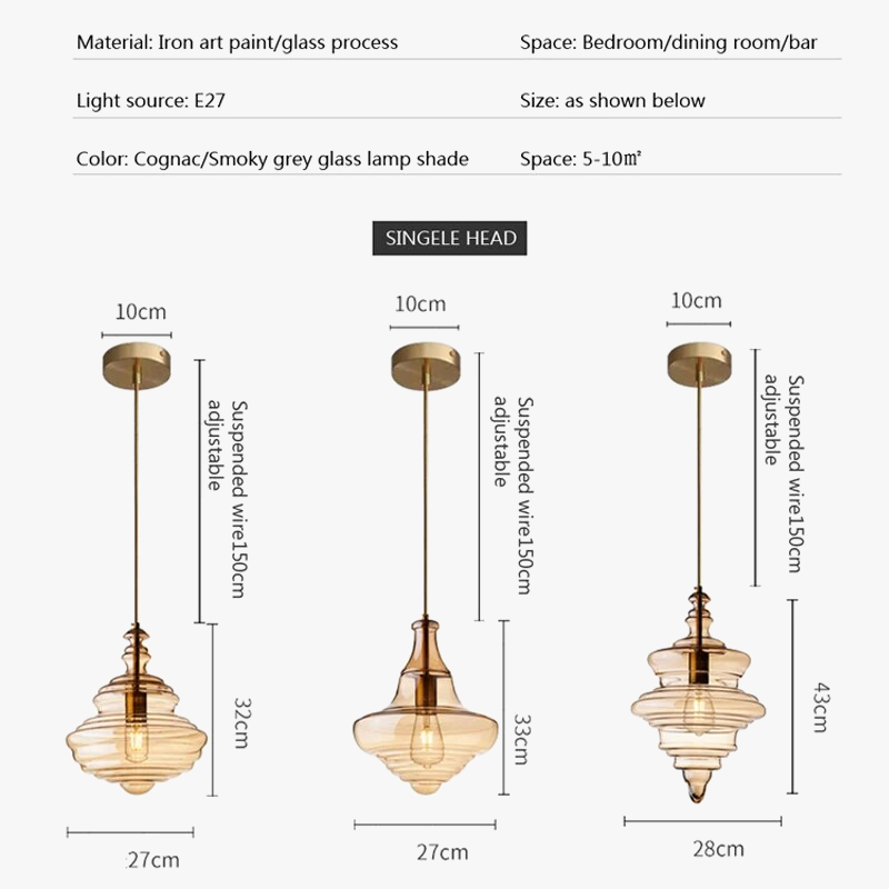 Suspension en verre de style industriel