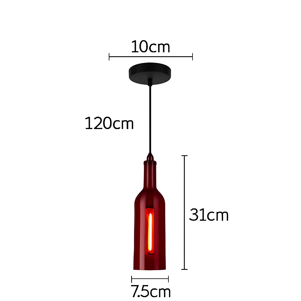 suspension en verre design pour bouteille de vin moderne