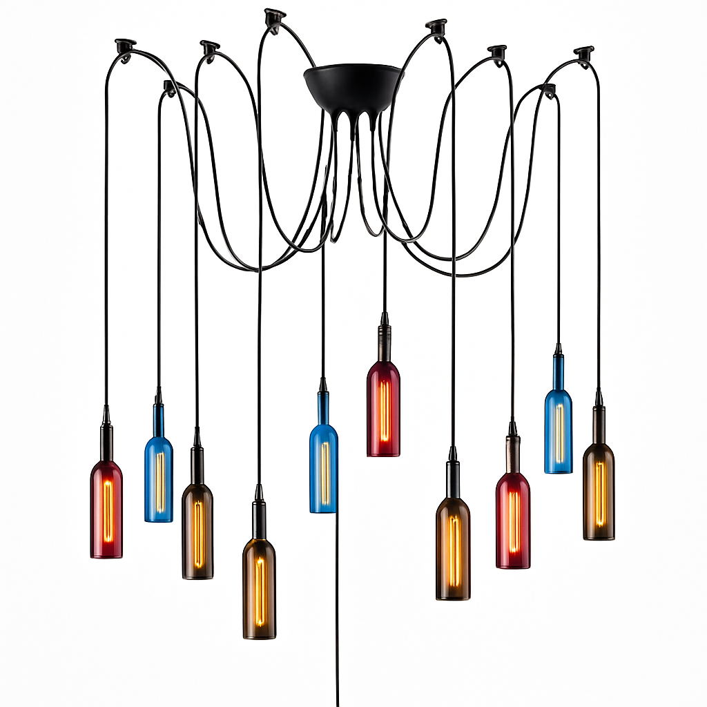 suspension en verre design pour bouteille de vin moderne