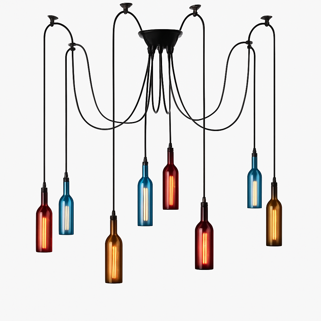 suspension en verre design pour bouteille de vin moderne