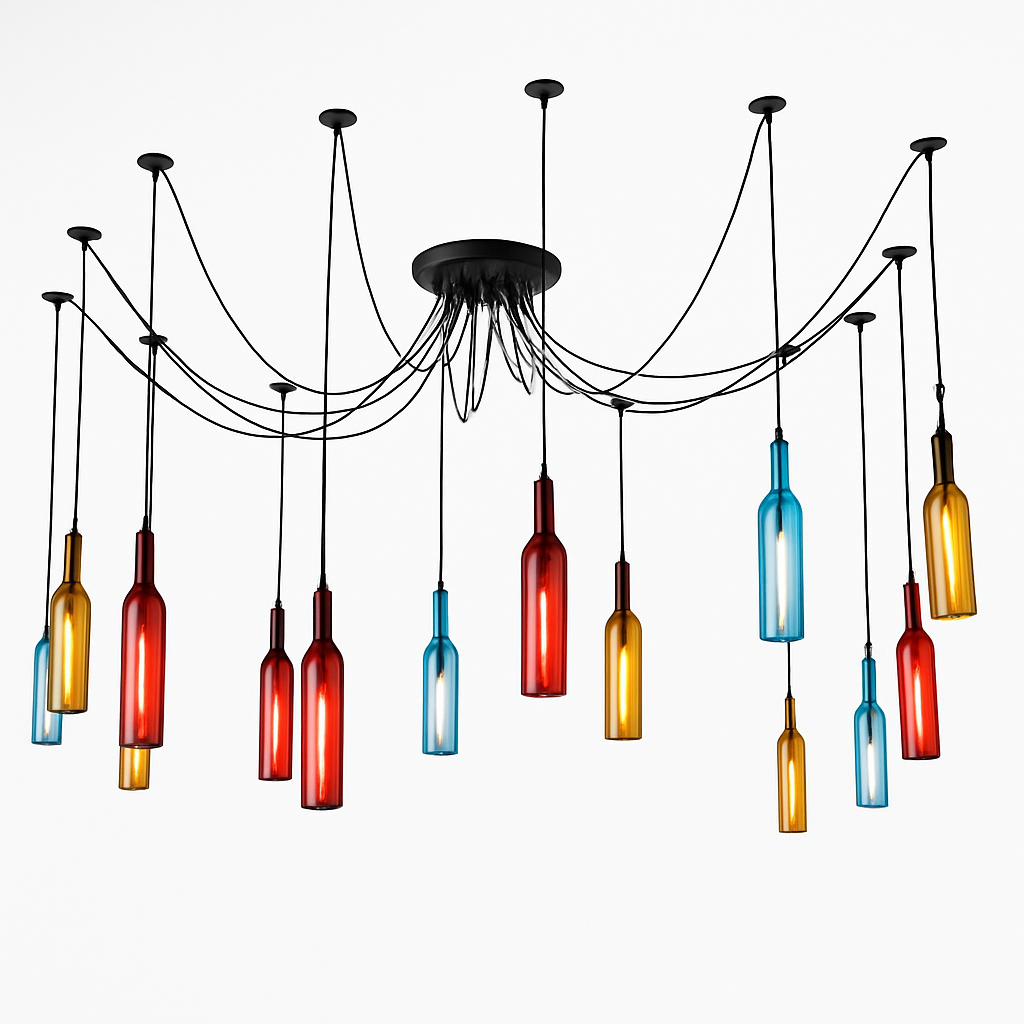 suspension en verre design pour bouteille de vin moderne