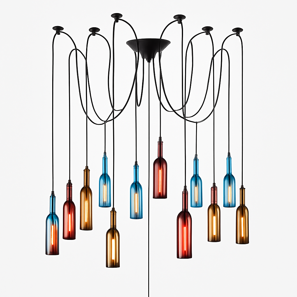 suspension en verre design pour bouteille de vin moderne