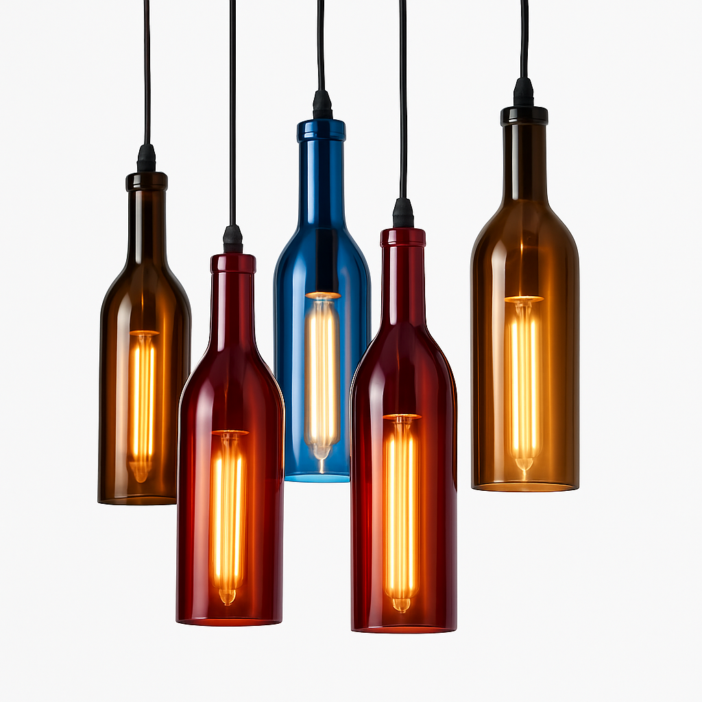 suspension en verre design pour bouteille de vin moderne