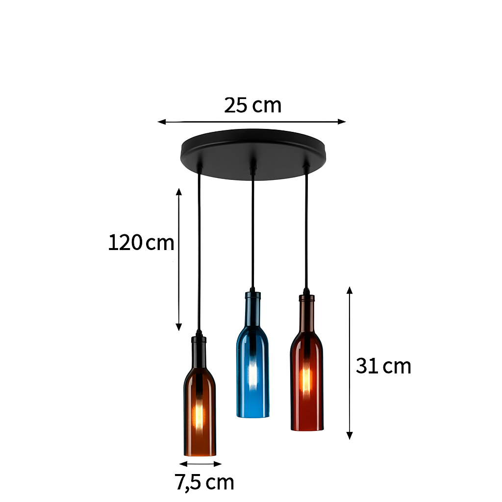 suspension en verre design pour bouteille de vin moderne