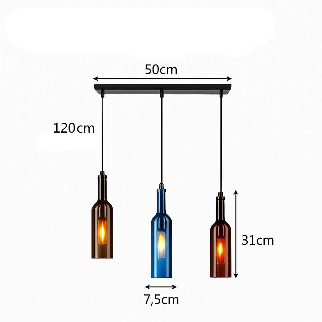 suspension en verre design pour bouteille de vin moderne