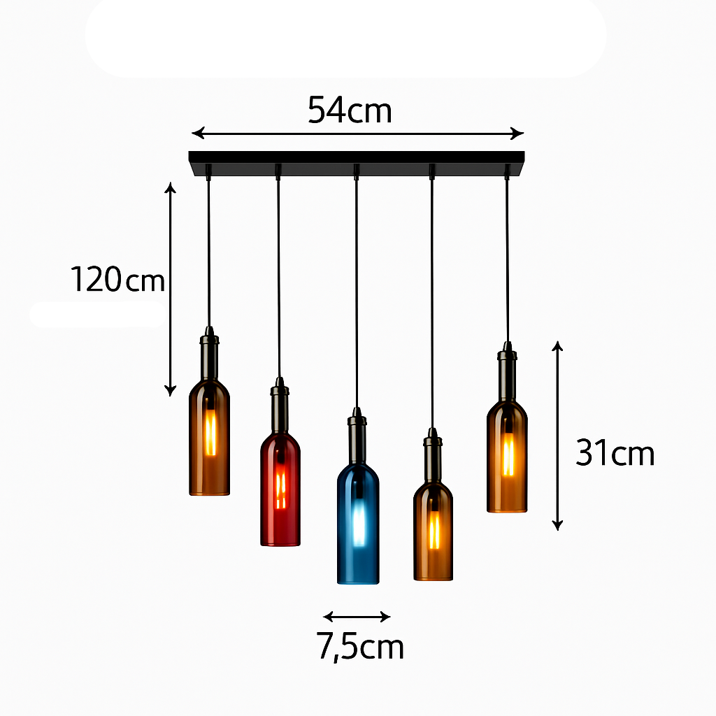 suspension en verre design pour bouteille de vin moderne