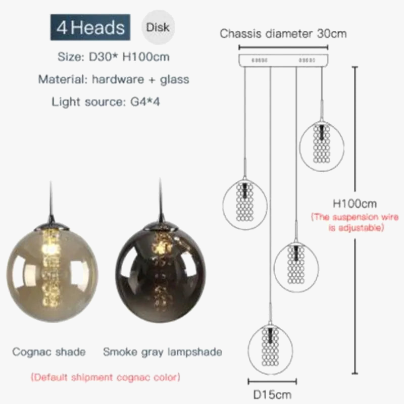 suspension en verre design pour escalier moderne à LED