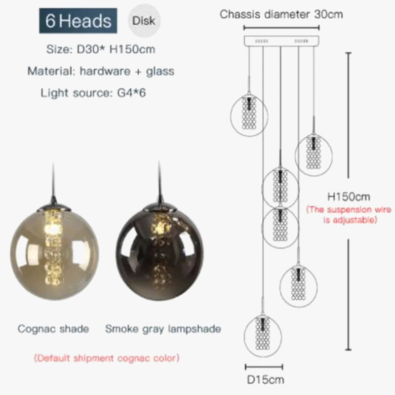 suspension en verre design pour escalier moderne à LED