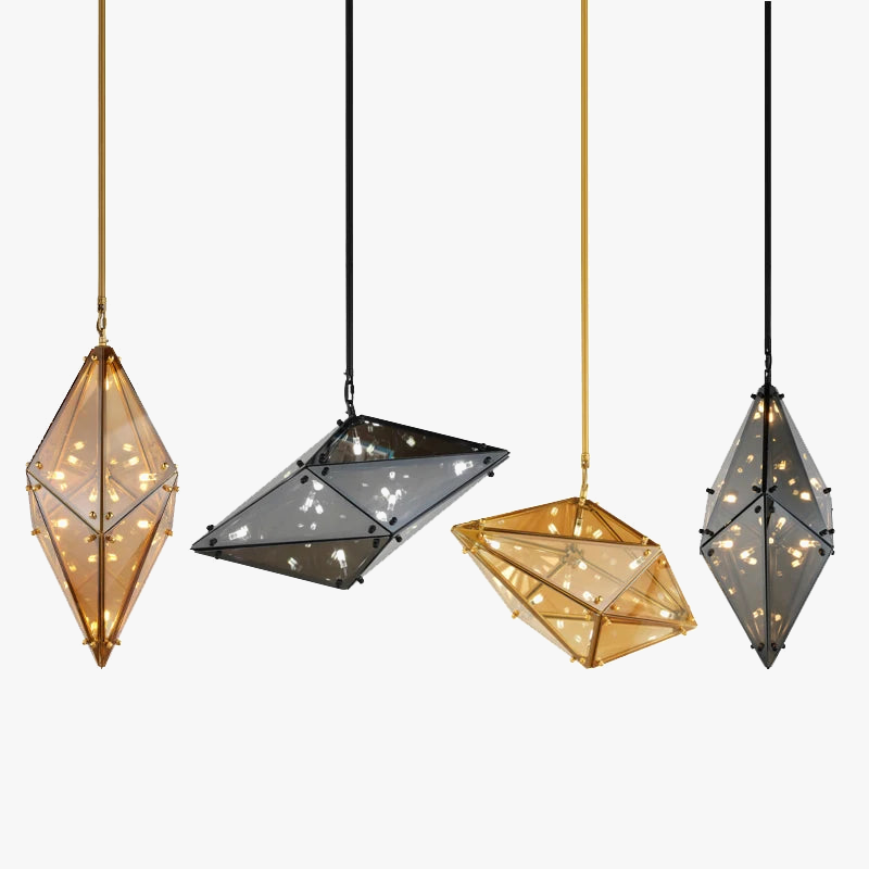 suspension en verre diamant design nordique luxe moderne pour intérieur