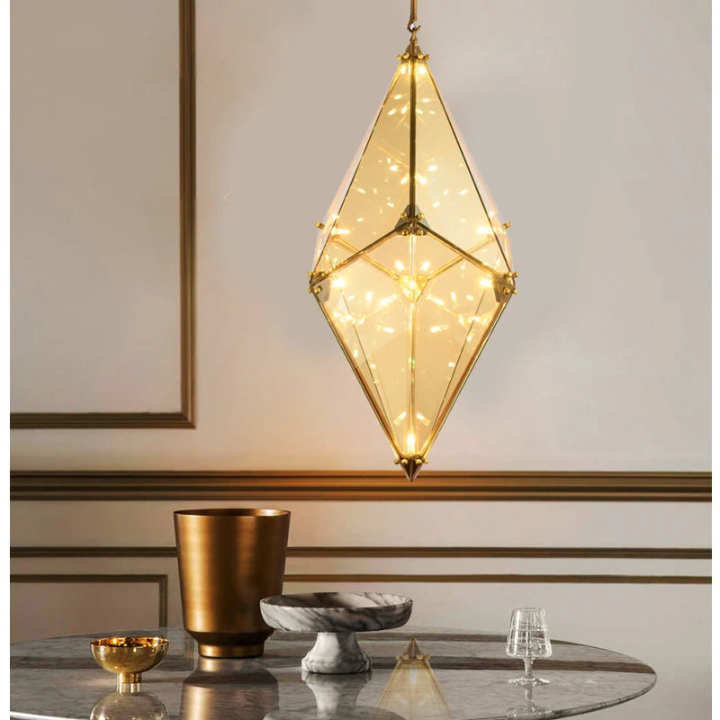 suspension en verre diamant design nordique luxe moderne pour intérieur