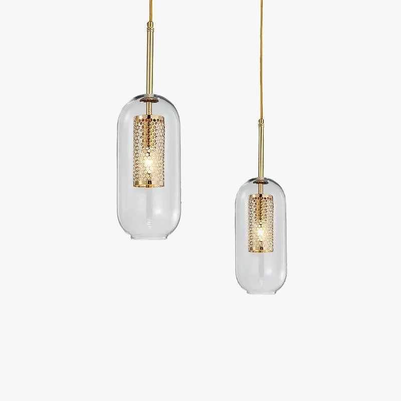 suspension en verre doré style nordique à led moderne