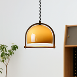 suspension en verre et bois foncé réglable en hauteur 	 style