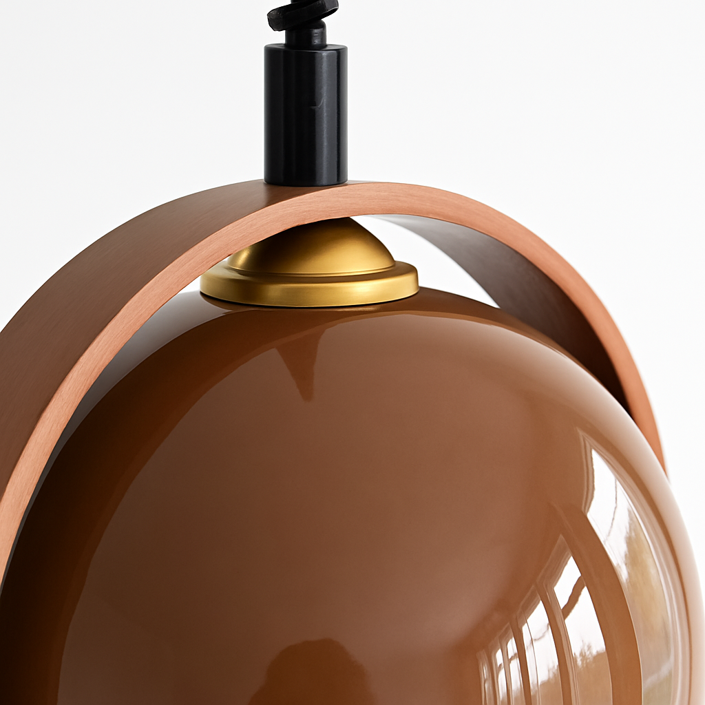 suspension en verre et bois foncé réglable en hauteur 	 style