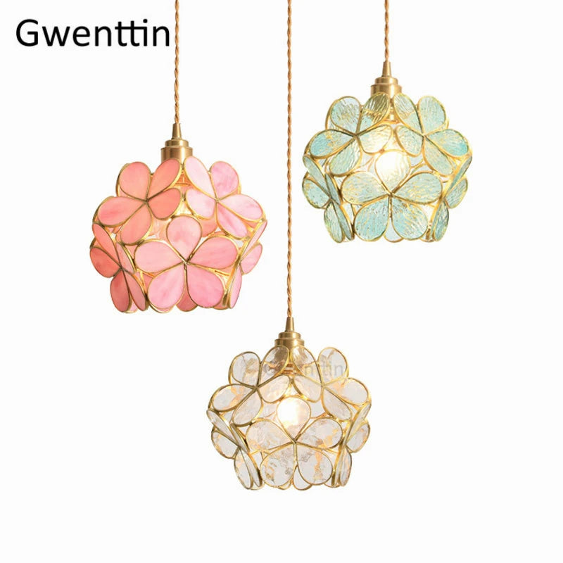 suspension en verre florale style art déco pour intérieur élégant