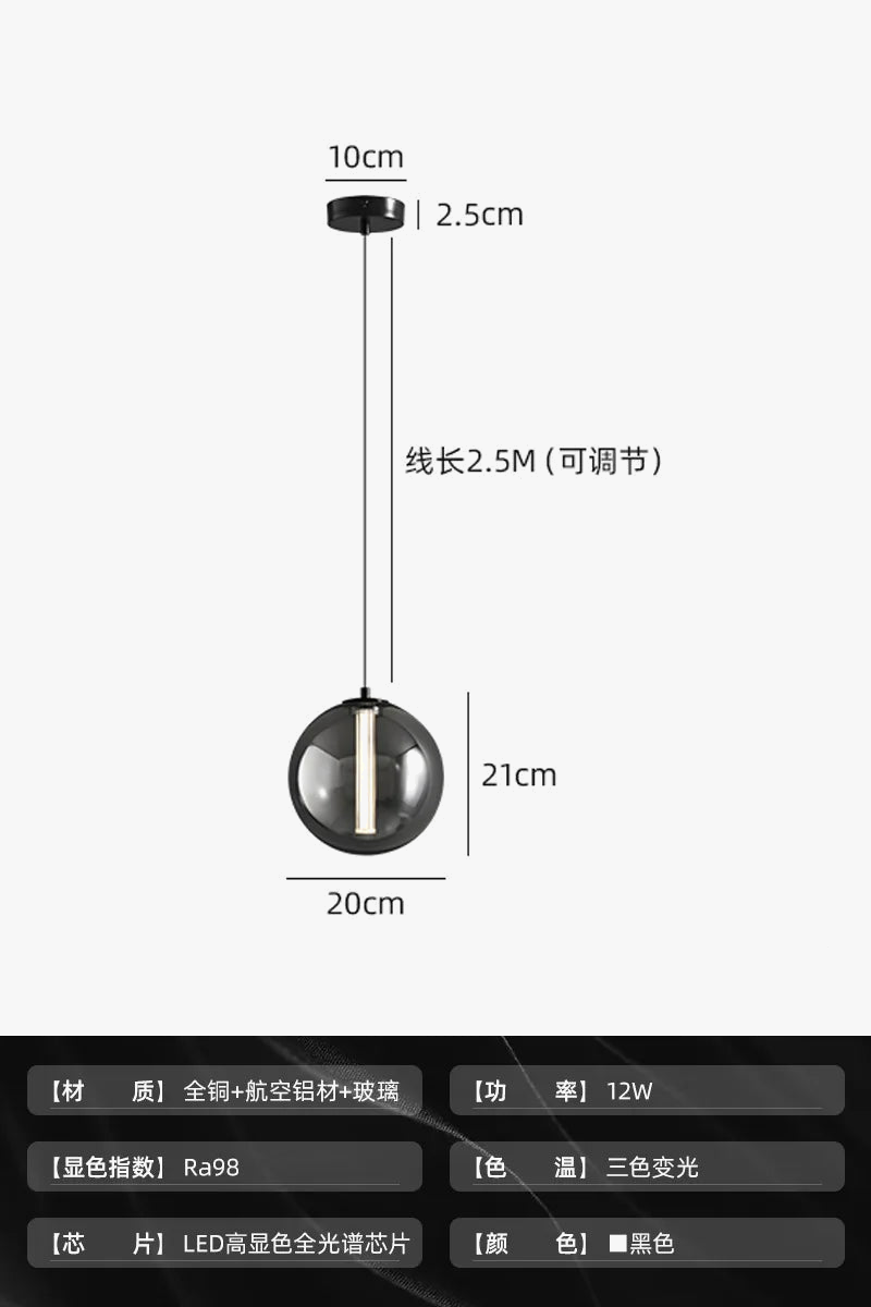 suspension en verre fumé lampe design pour restaurant et café
