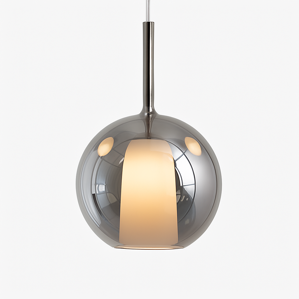 Suspension en verre LED pour cuisine île salon gris intérieur décor