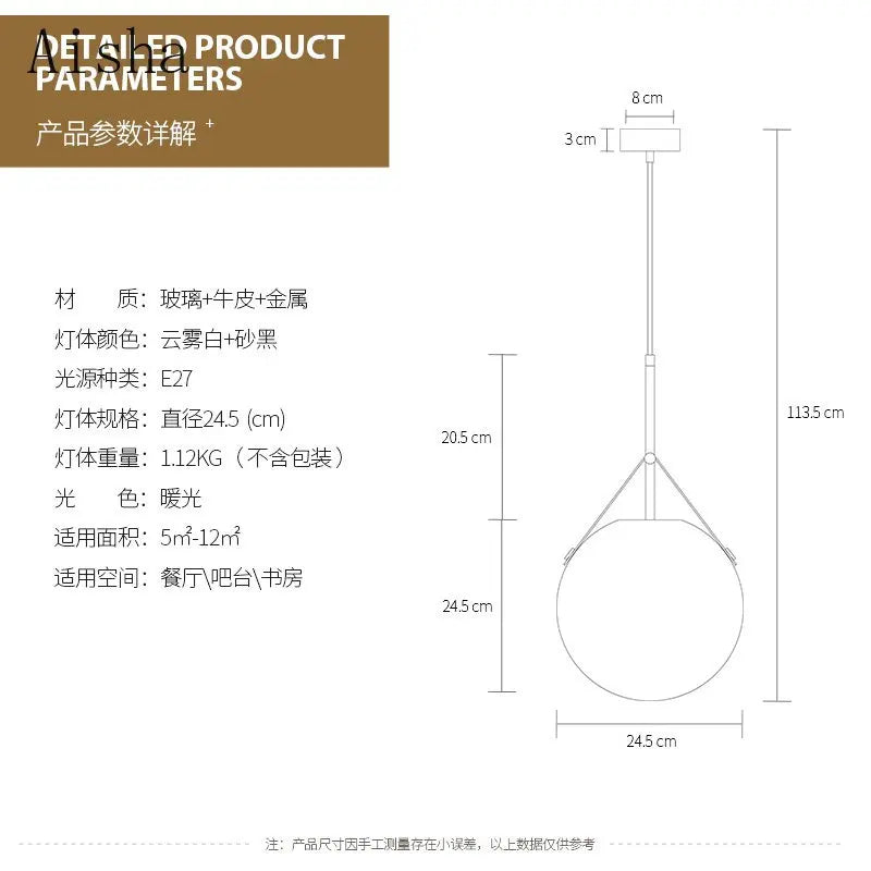 suspension en verre moderne à led pour décoration intérieure