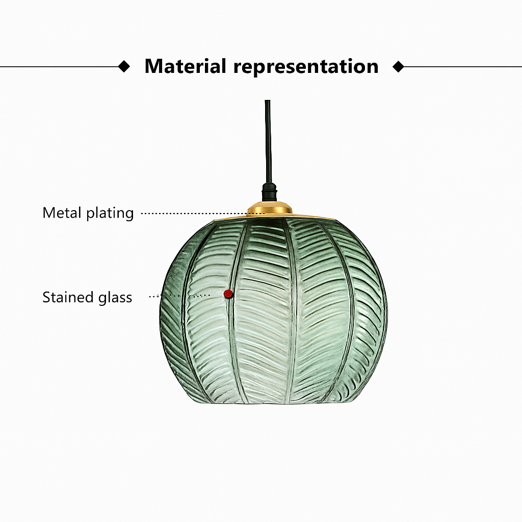 Suspension en verre moderne à motif de feuilles vertes