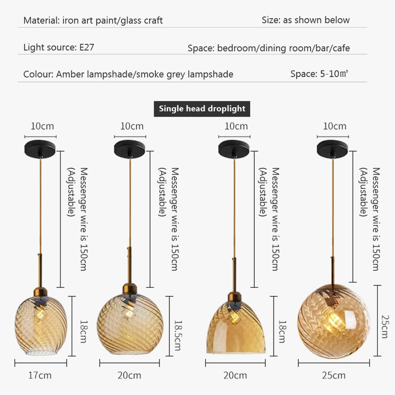 suspension en verre moderne pour éclairage décoratif intérieur