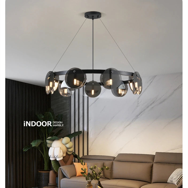 Suspension en verre noir moderne