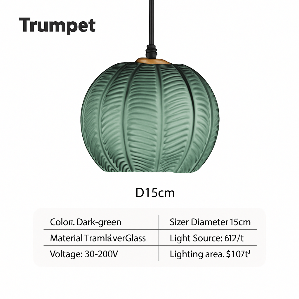 Suspension en verre nordique à motif de feuilles colorée
