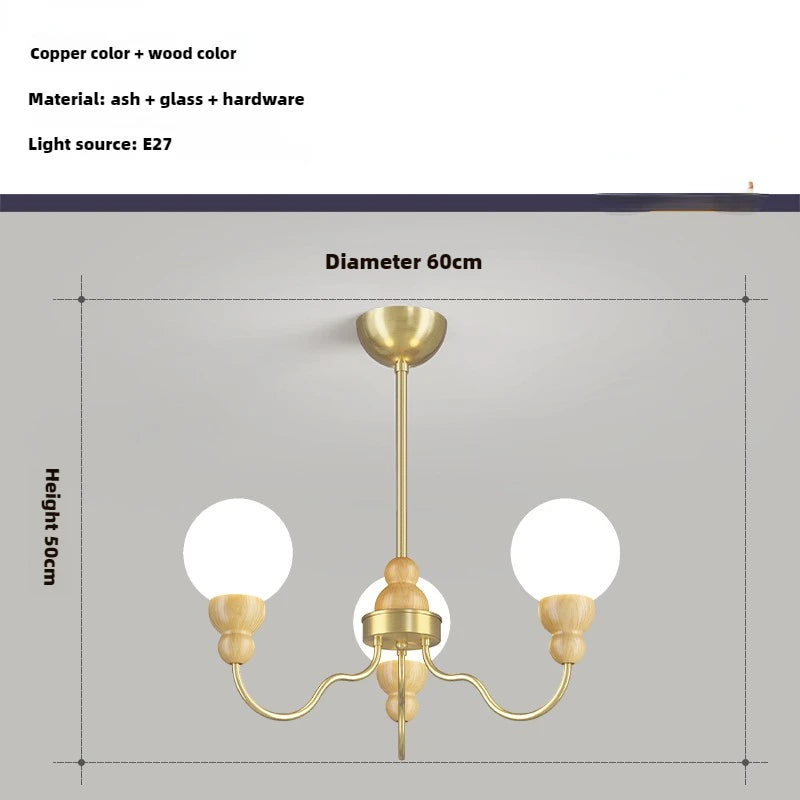 suspension en verre rétro en bois pour intérieur élégant