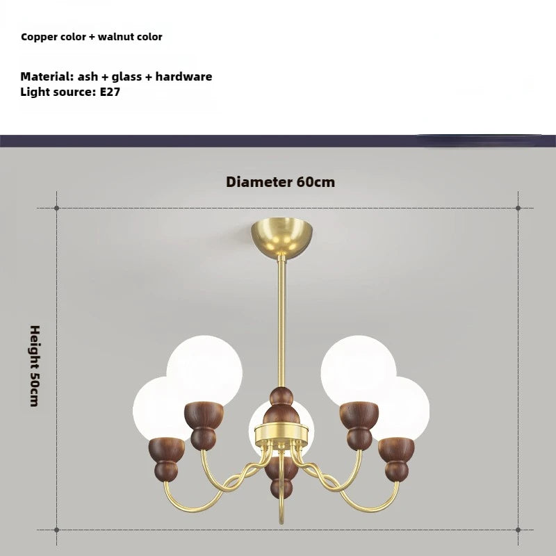 suspension en verre rétro en bois pour intérieur élégant