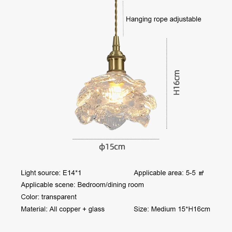 suspension en verre rétro en forme de fleur pour décoration intérieure