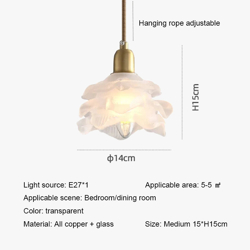 suspension en verre rétro en forme de fleur pour décoration intérieure