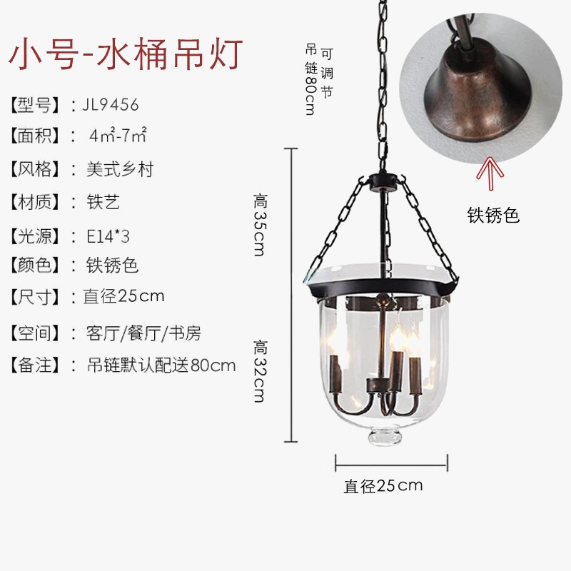 suspension en verre rétro style campagnard américain pour intérieur