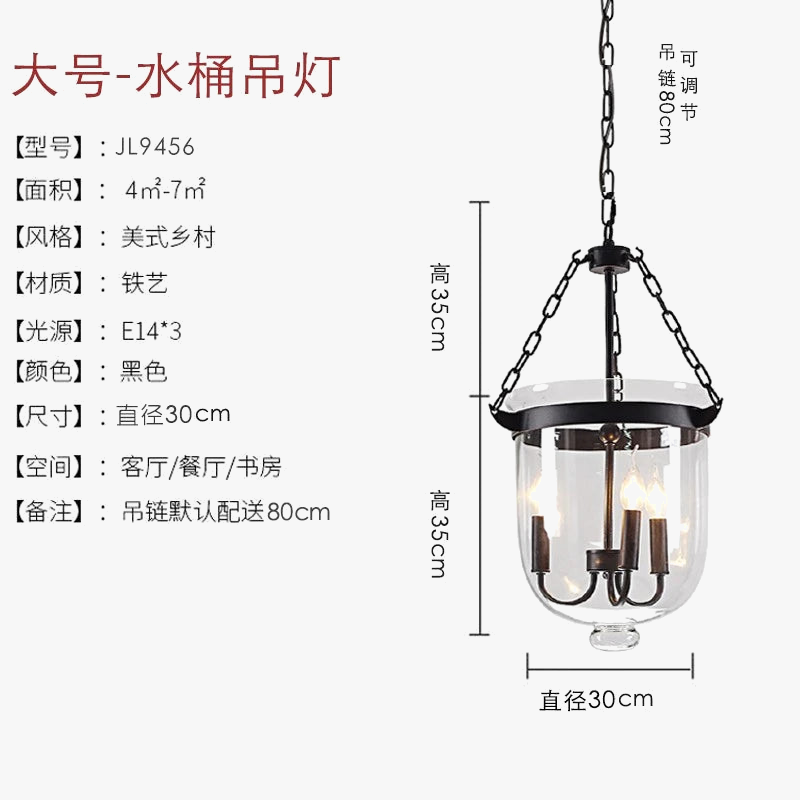 suspension en verre rétro style campagnard américain pour intérieur