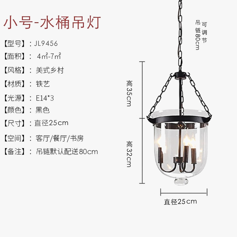suspension en verre rétro style campagnard américain pour intérieur
